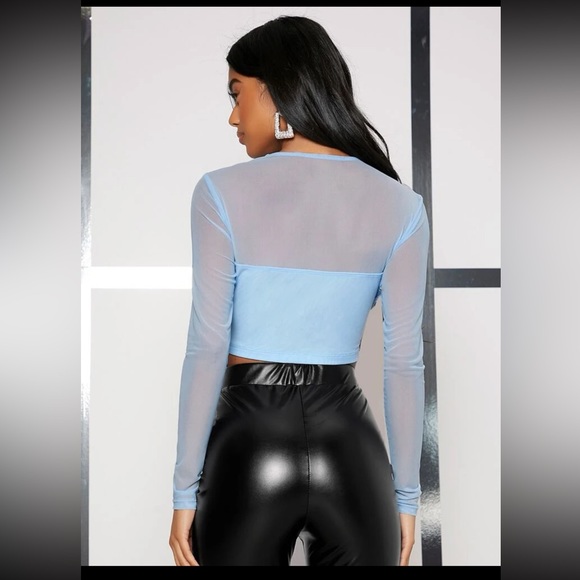 SHEIN - Sheer Mesh Ruched Yoke Peekaboo Front Bustier Top - Large - Picture 5 of 15